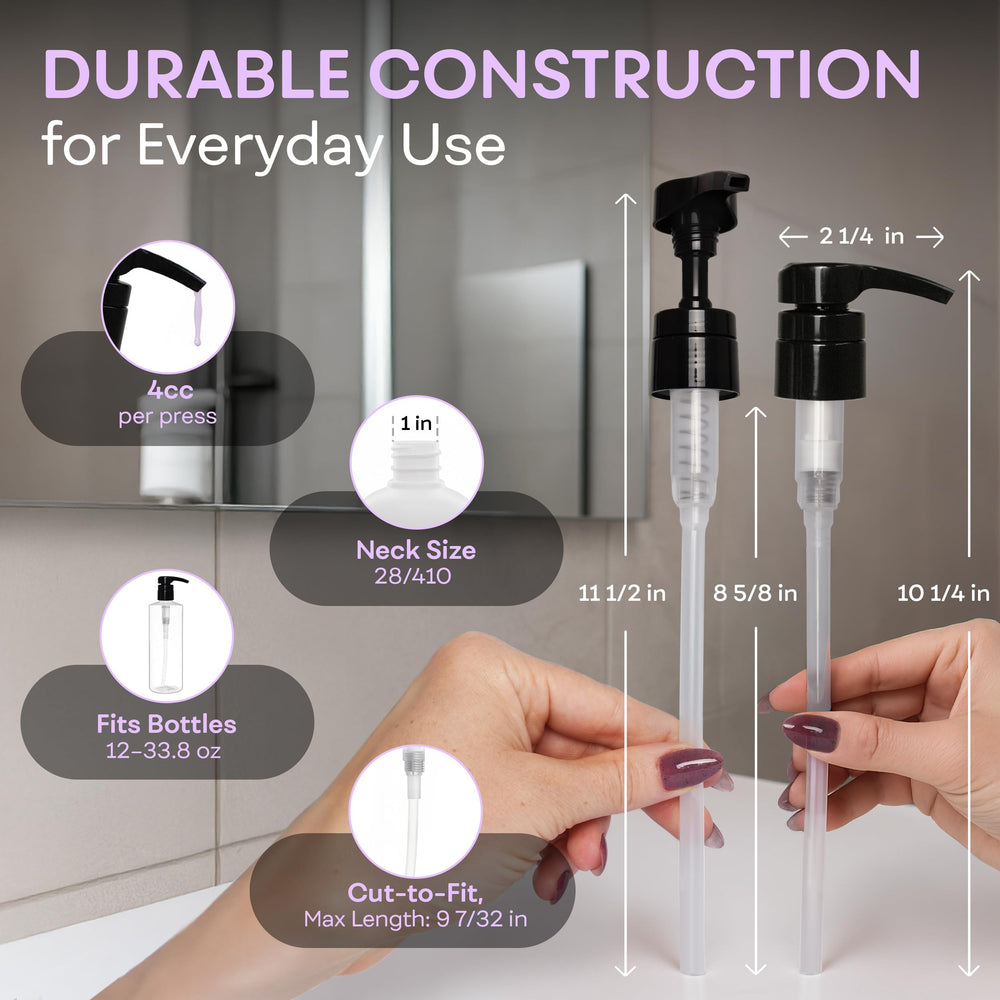 BRIGHTFROM pump in sleek black finish complements any bottle design