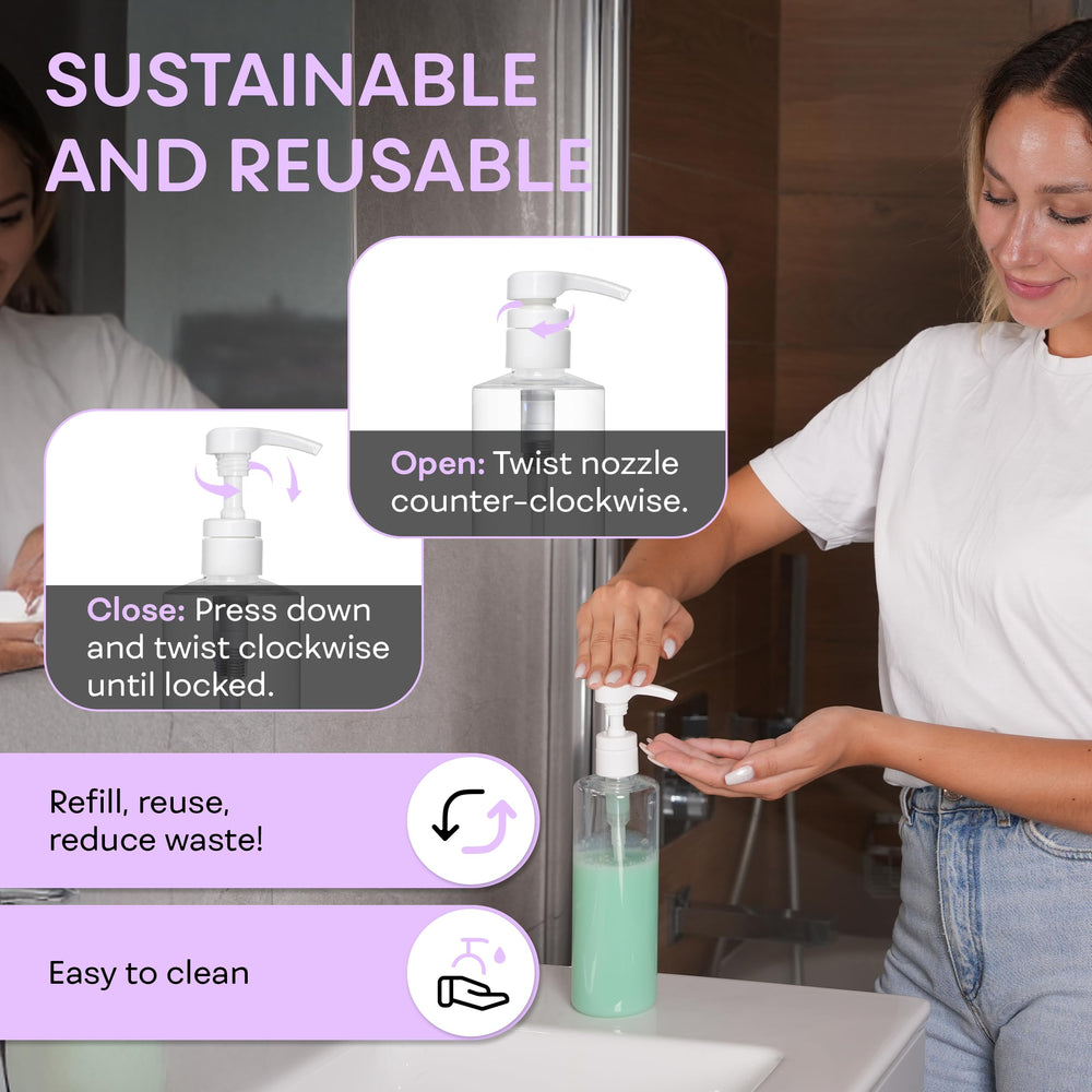 BRIGHTFROM white-pump-dispense-16oz offers smooth dispensing action.
