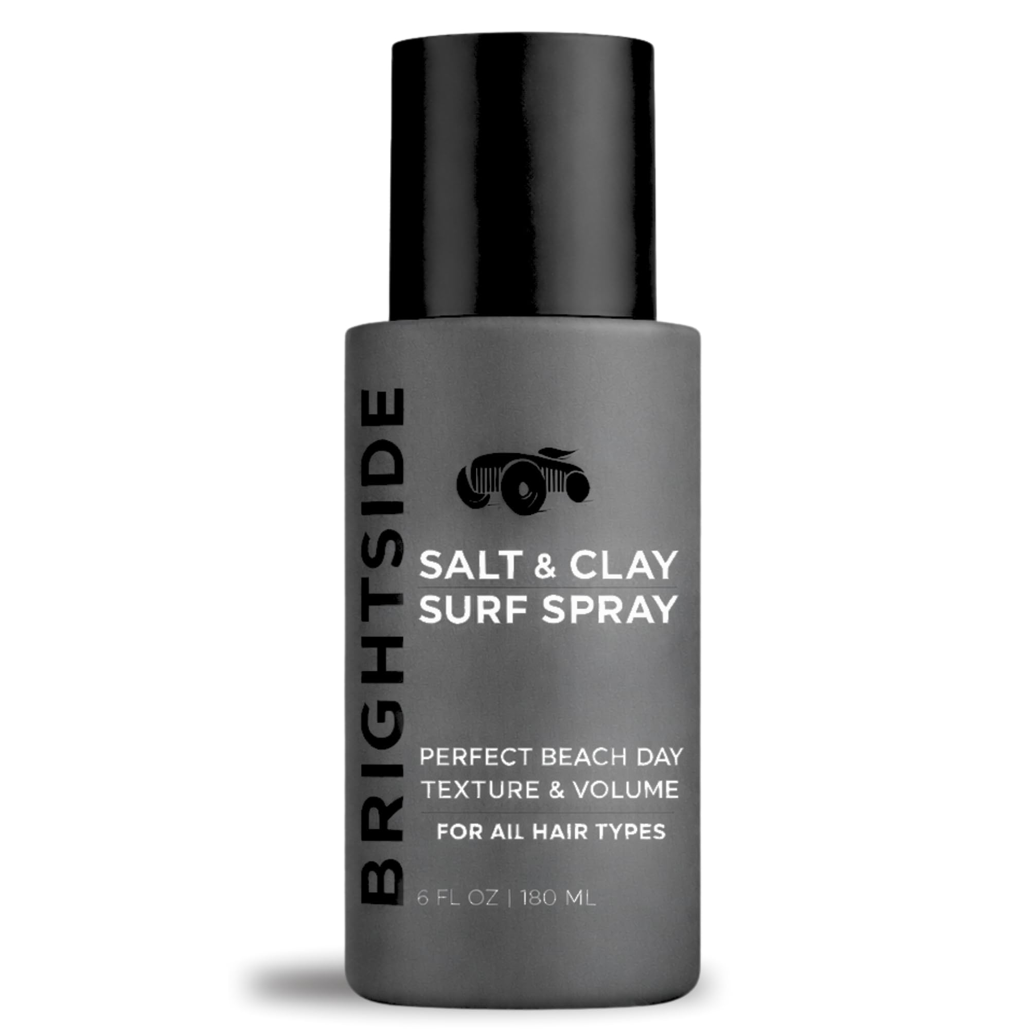 BRIGHTSIDE Sal y Arcilla Surf Spray, botella, aporta volumen suave y textura natural.