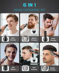 Brightup trimmer with six interchangeable heads for precise styling.
