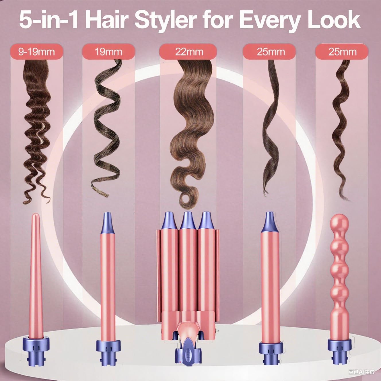 Brightup PRO 3-barrel waver creates beachy waves with textured dimension.