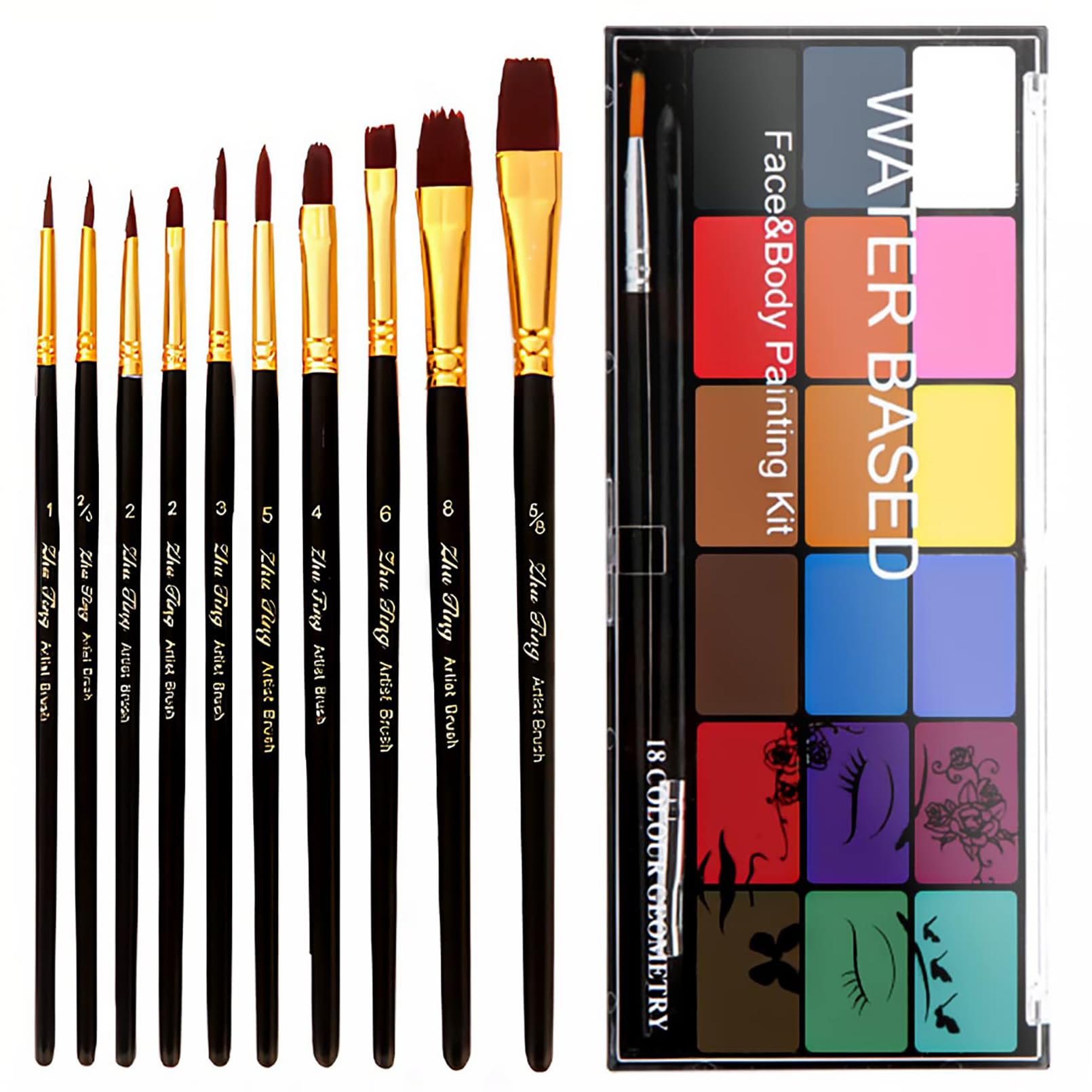 BRIMFULITE Pintura facial 18 colores para rostros y cuerpos, alta pigmentación.