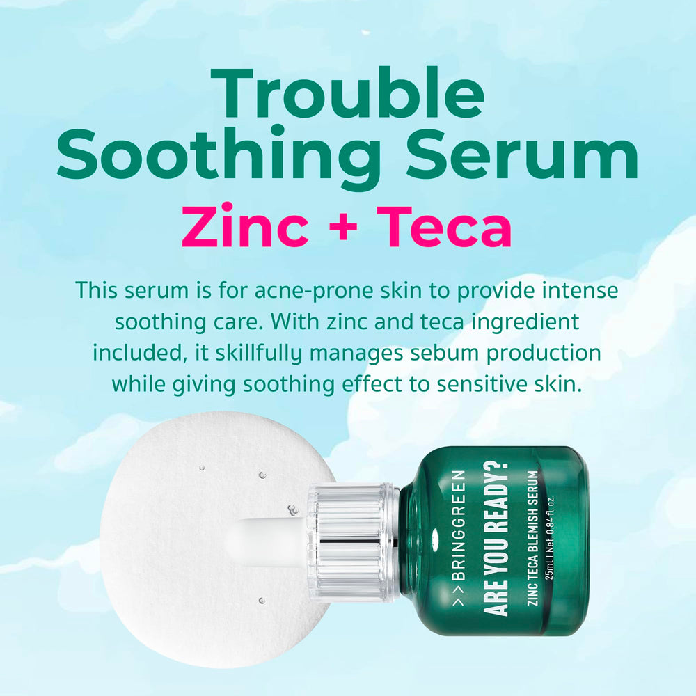 BRING GREEN Zinc Teca Serum aplicación, se absorbe rápido para piel equilibrada