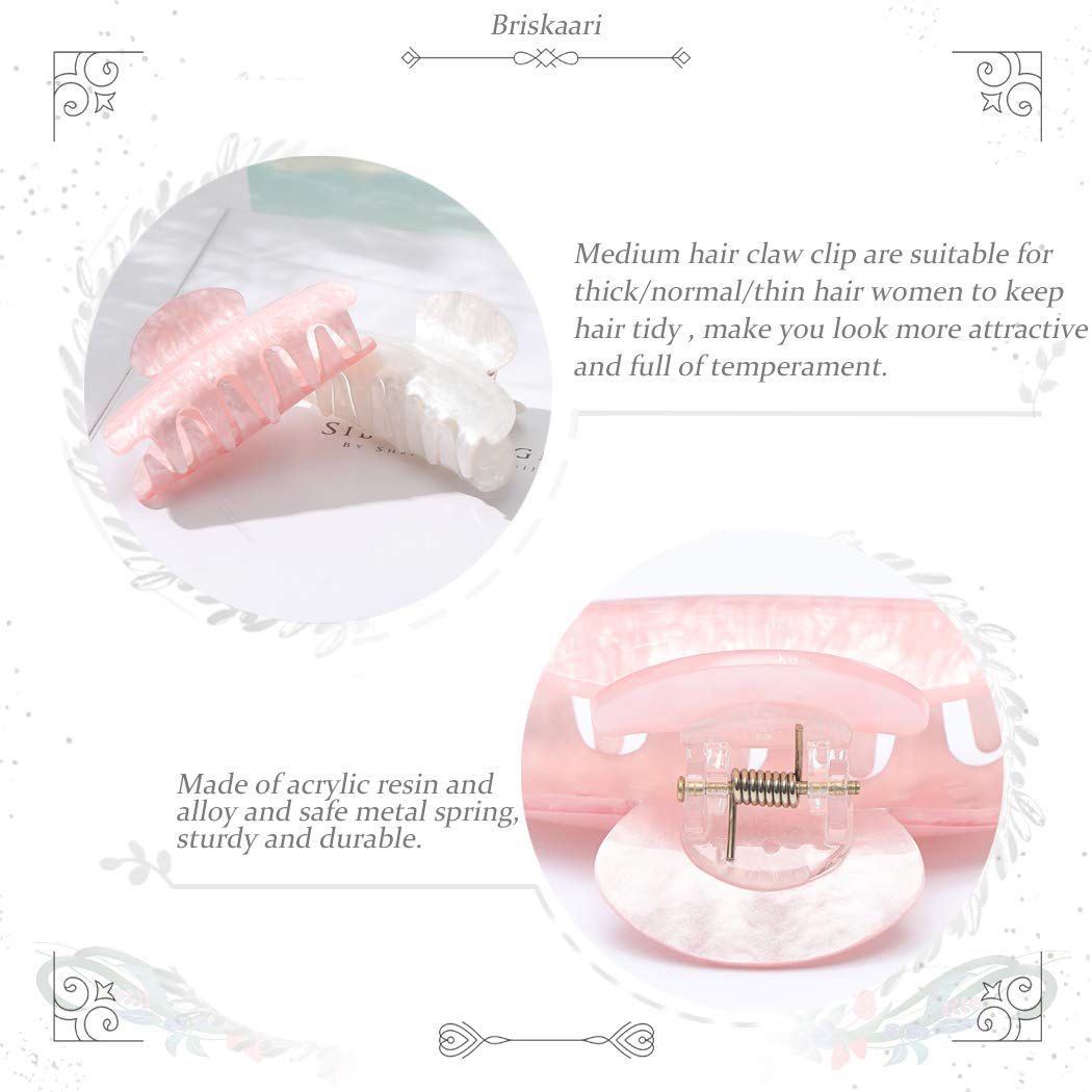 Brinie white 8cm hair claw close-up highlights smooth edge and secure hold.