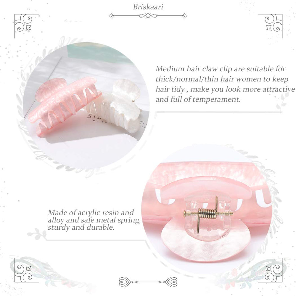 Brinie white 8cm hair claw close-up highlights smooth edge and secure hold.