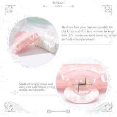 Brinie white 8cm hair claw close-up highlights smooth edge and secure hold.