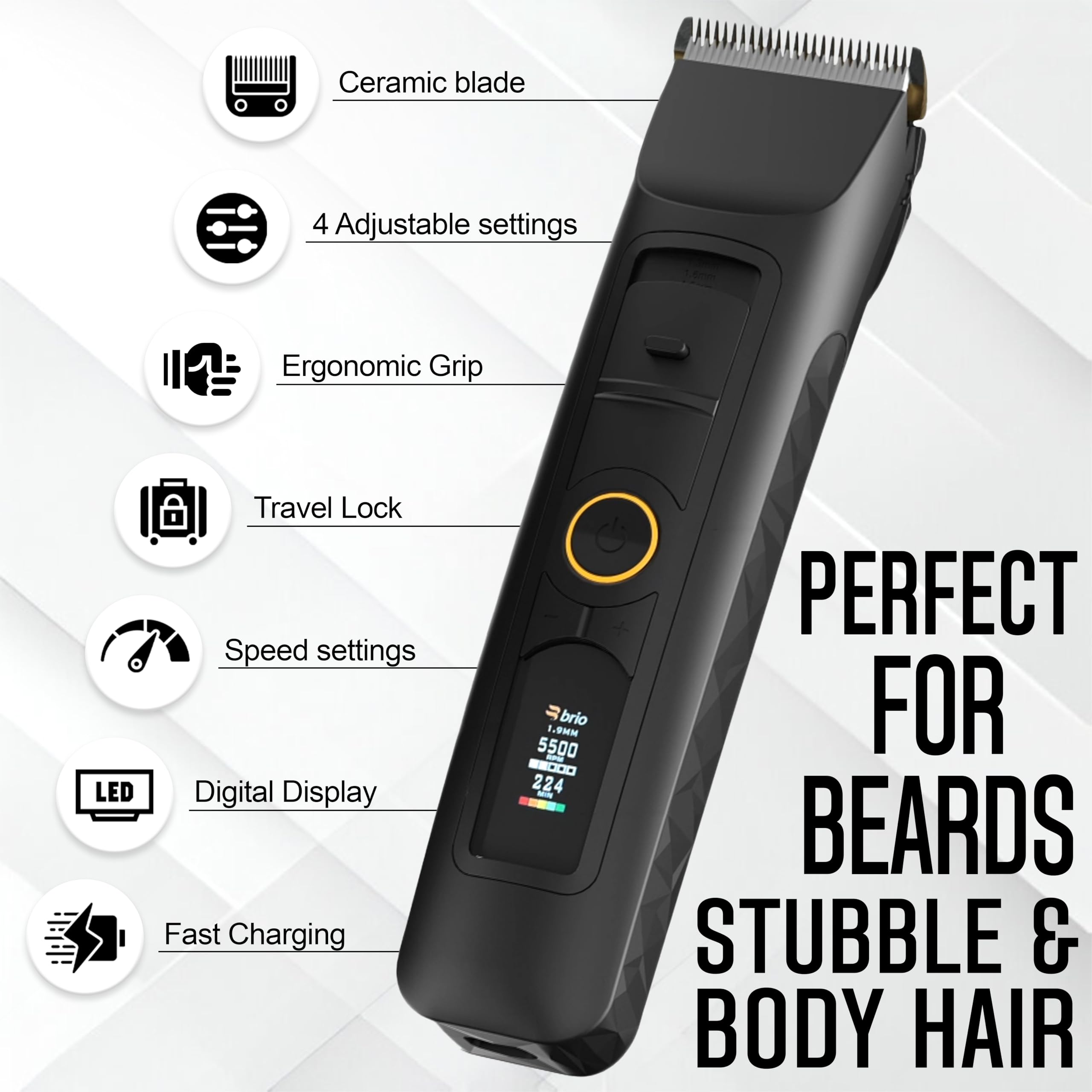 Brio Beardscape V2 cordless design for home or travel use