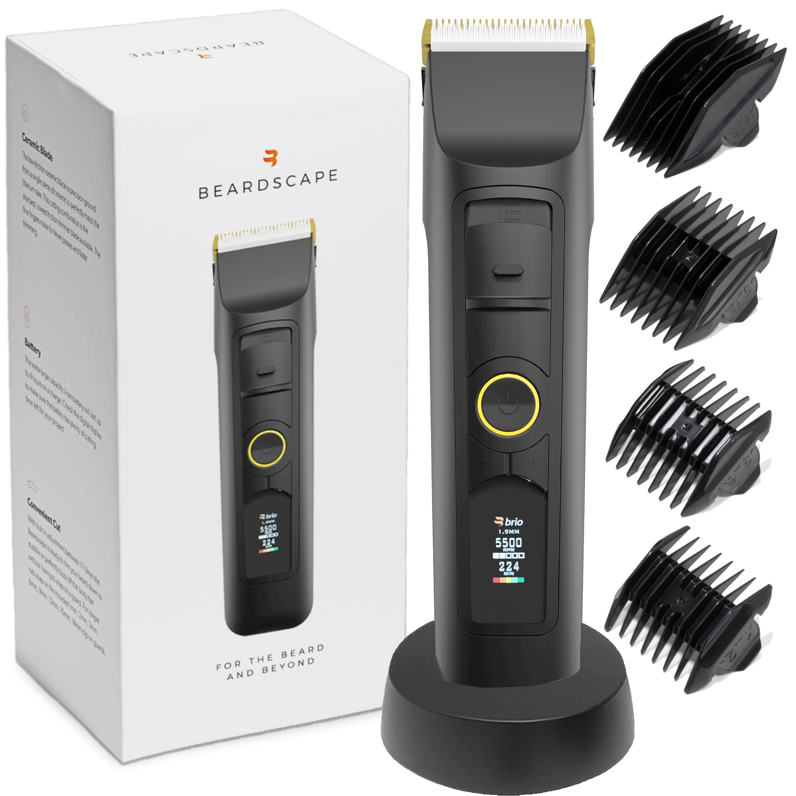 Brio Beardscape V2 ceramic blade close-up for sharp cuts with reduced heat