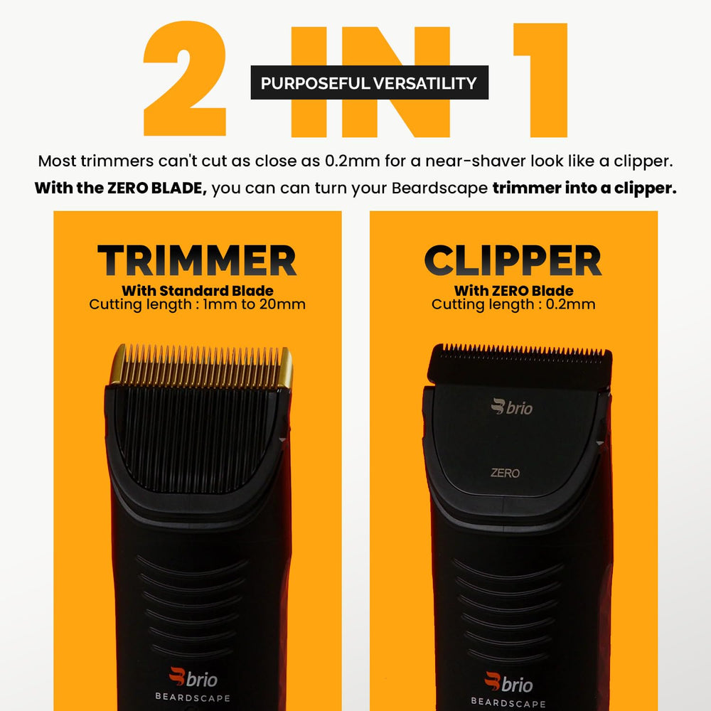 Brio Zero Blade ultra-fine teeth for precise line work and clean mustache edges