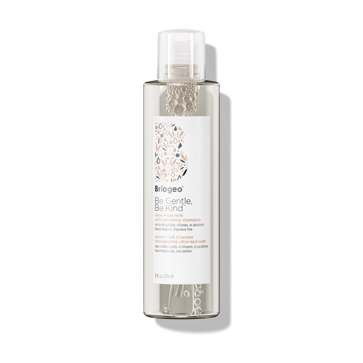 Briogeo Be Gentle Be Kind shampoo bottle showing fragrance-free formula for sensitive scalps