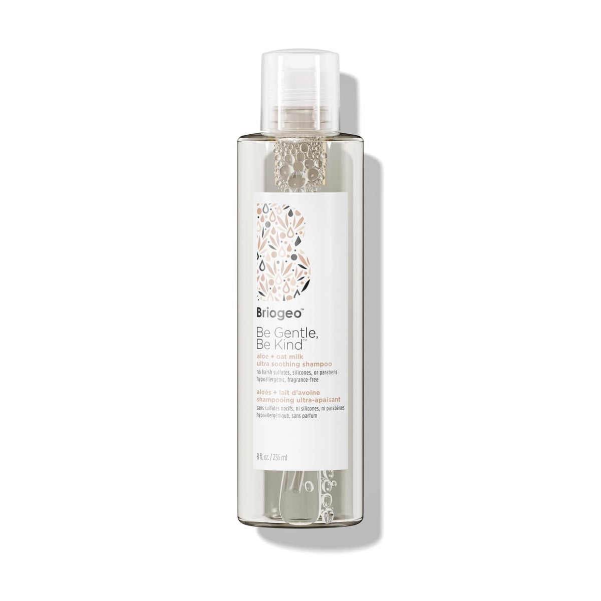 Briogeo Be Gentle Be Kind shampoo bottle showing fragrance-free formula for sensitive scalps