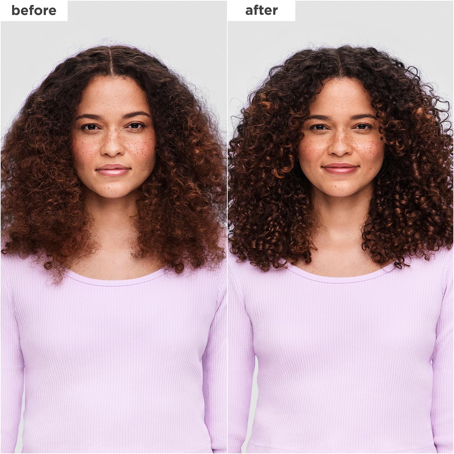 Wavy hair benefits from frizz control with Curl Charisma leave-in
