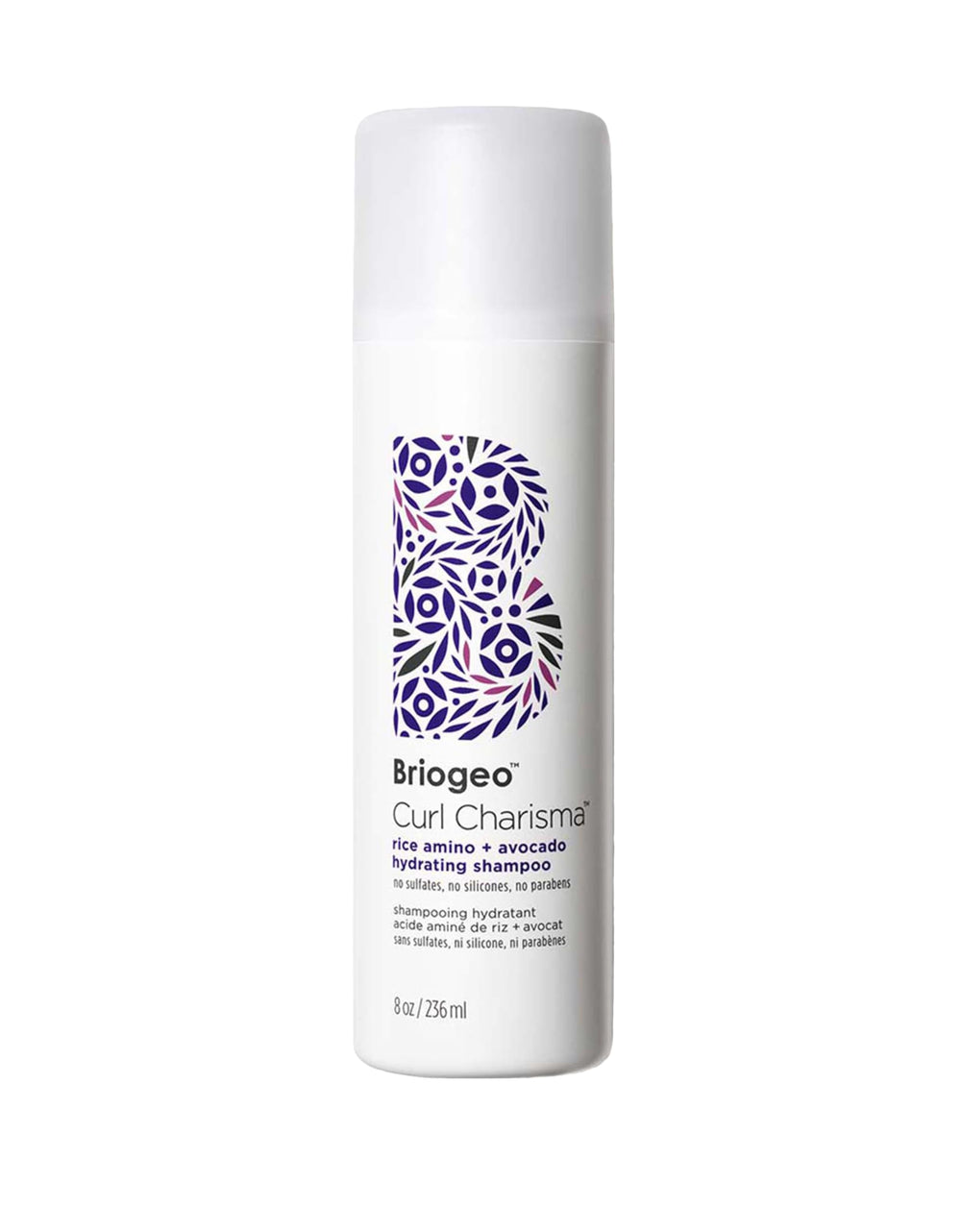 Briogeo Curl Charisma shampoo bottle shows hydrating cleansing for defined curls.
