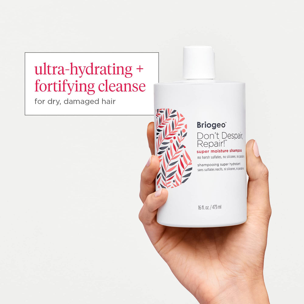 Briogeo Don't Despair, Repair! fórmula sin sulfatos cuida la fibra capilar.