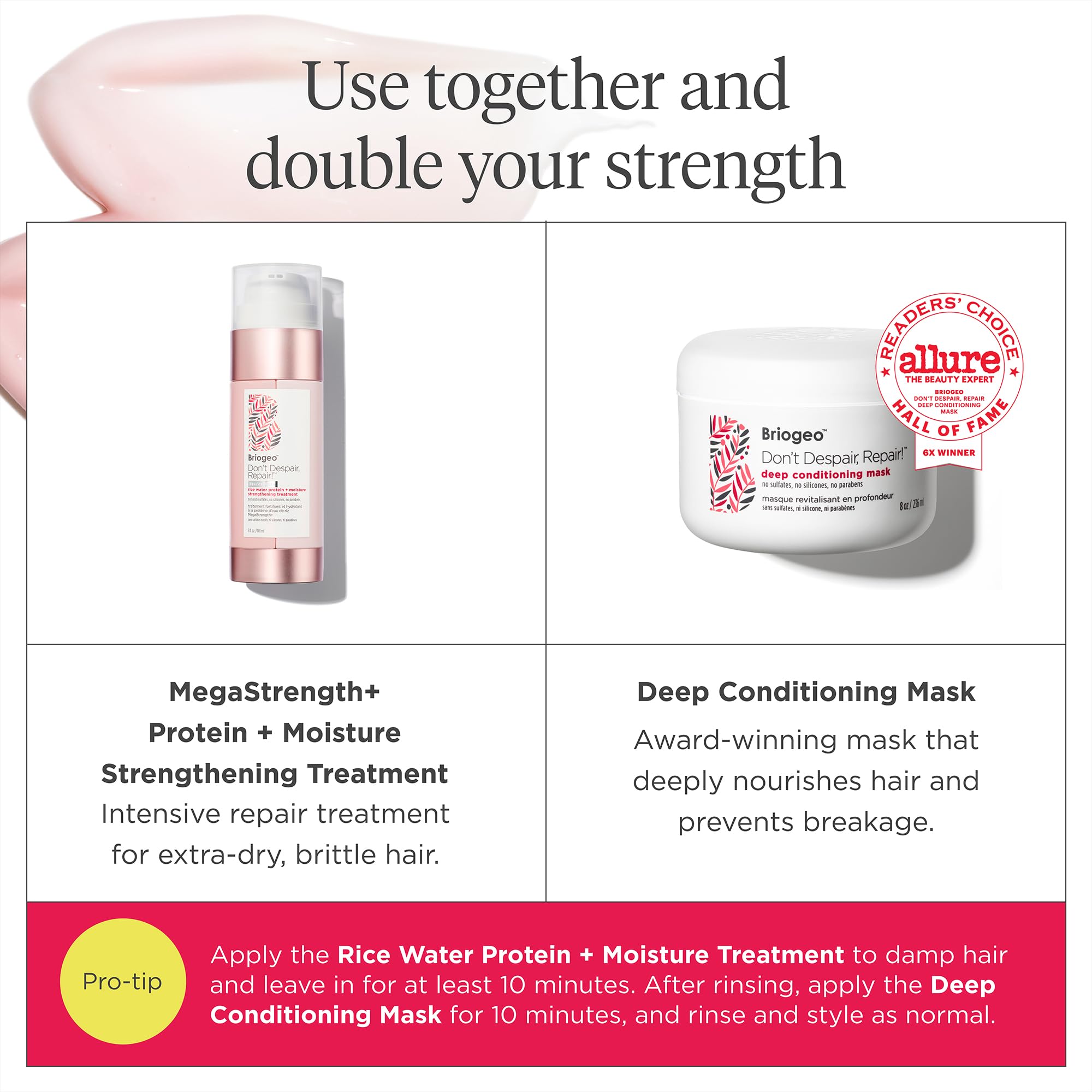 Dry, damaged hair benefiting from Briogeo Don't Despair, Repair! mask.