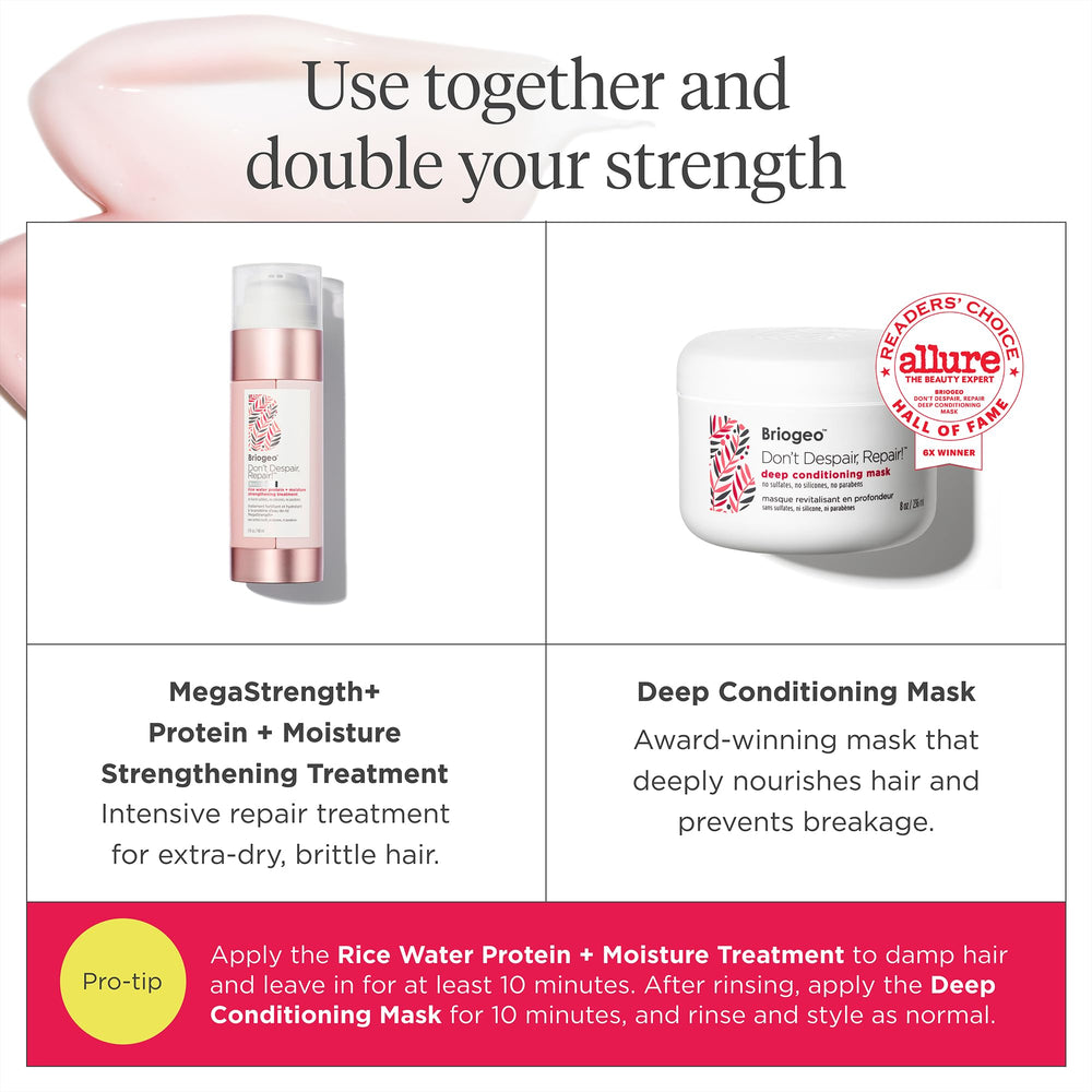 Dry, damaged hair benefiting from Briogeo Don't Despair, Repair! mask.