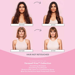 Aplicación de Briogeo Farewell Frizz en cabello húmedo para reducir frizz