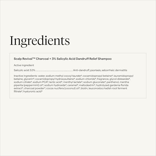 Briogeo Scalp Revival product display emphasizes charcoal and gentle cleansing properties.