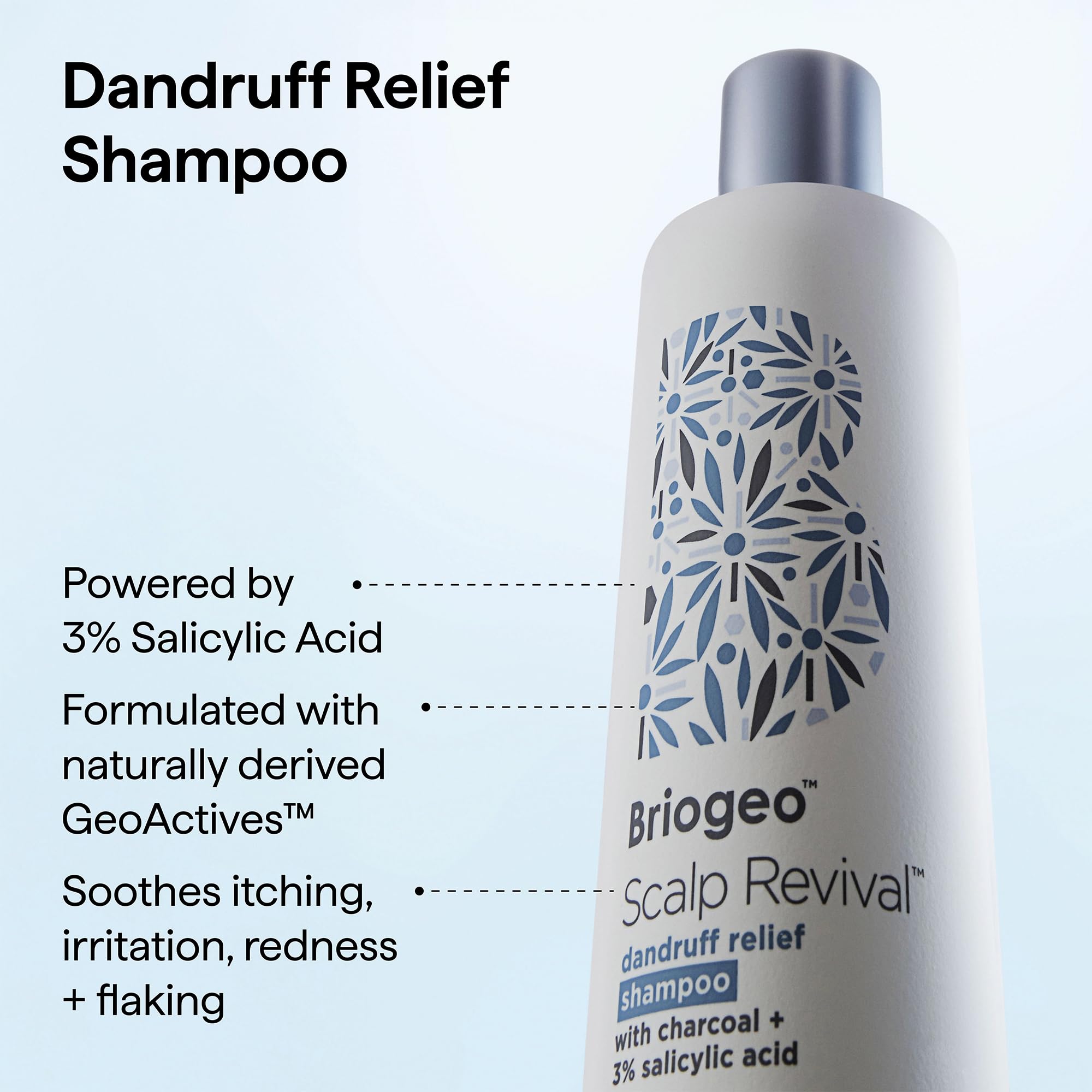 Briogeo Scalp Revival bottle for color-safe formula suitable for color-treated hair.