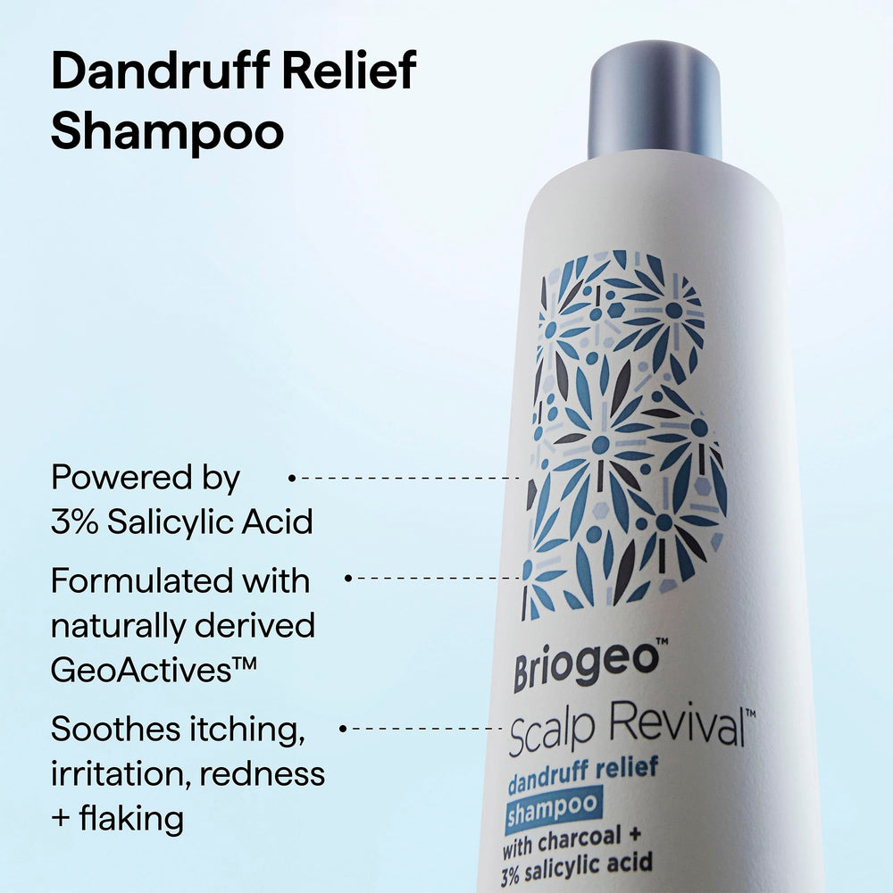 Briogeo Scalp Revival bottle for color-safe formula suitable for color-treated hair.