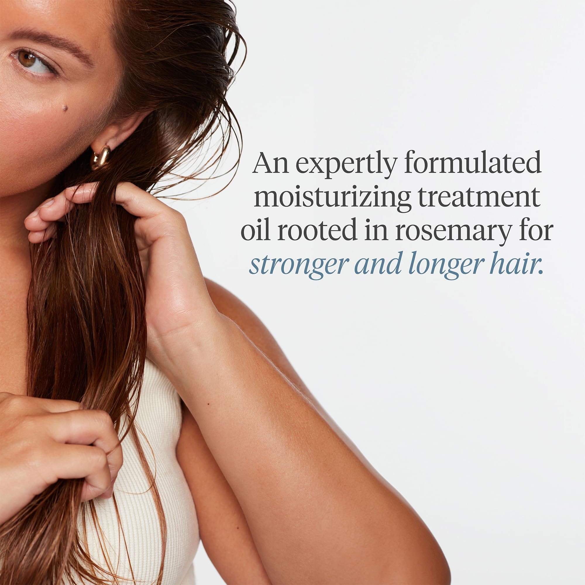Briogeo Scalp Revival Rosemary Pre-Wash Oil on scalp showing soothing comfort.