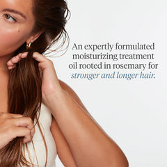 Briogeo Scalp Revival Rosemary Pre-Wash Oil on scalp showing soothing comfort.
