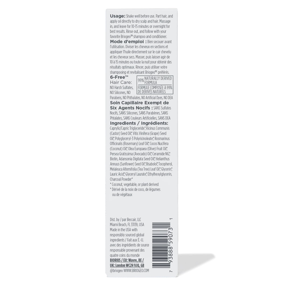Briogeo Scalp Revival Rosemary Pre-Wash Oil vegan cruelty-free label.