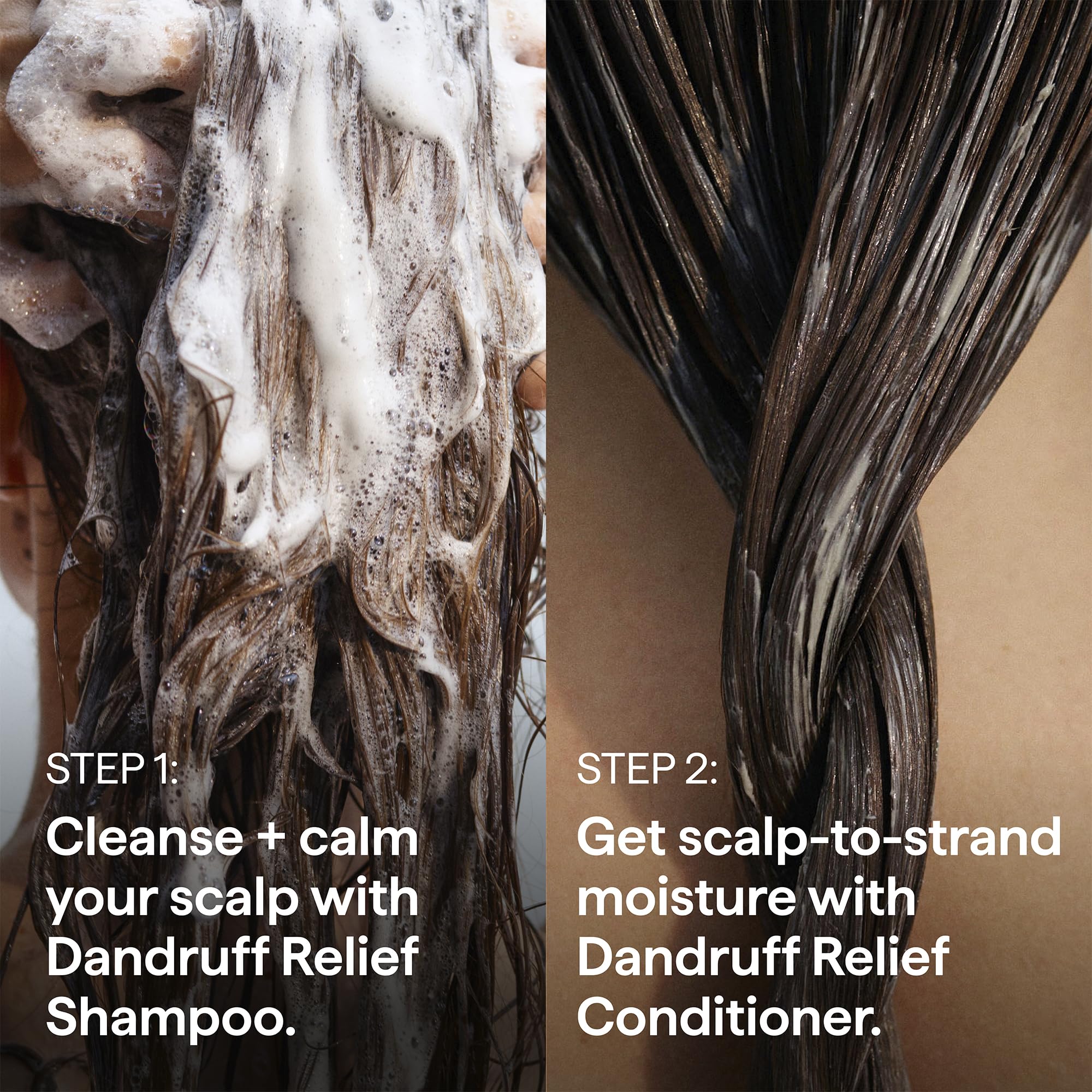 Briogeo Scalp Revival bottle on sink demonstrates a clean rinse experience.