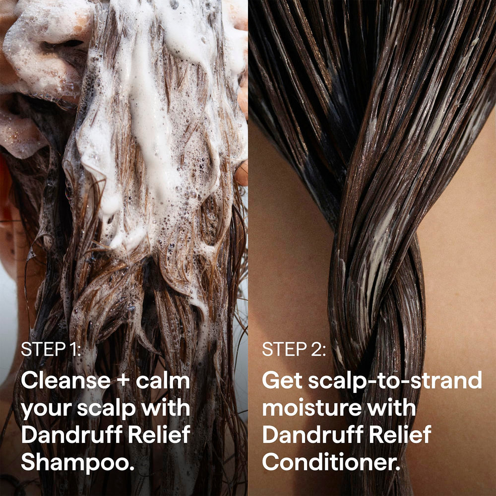 Briogeo Scalp Revival bottle on sink demonstrates a clean rinse experience.