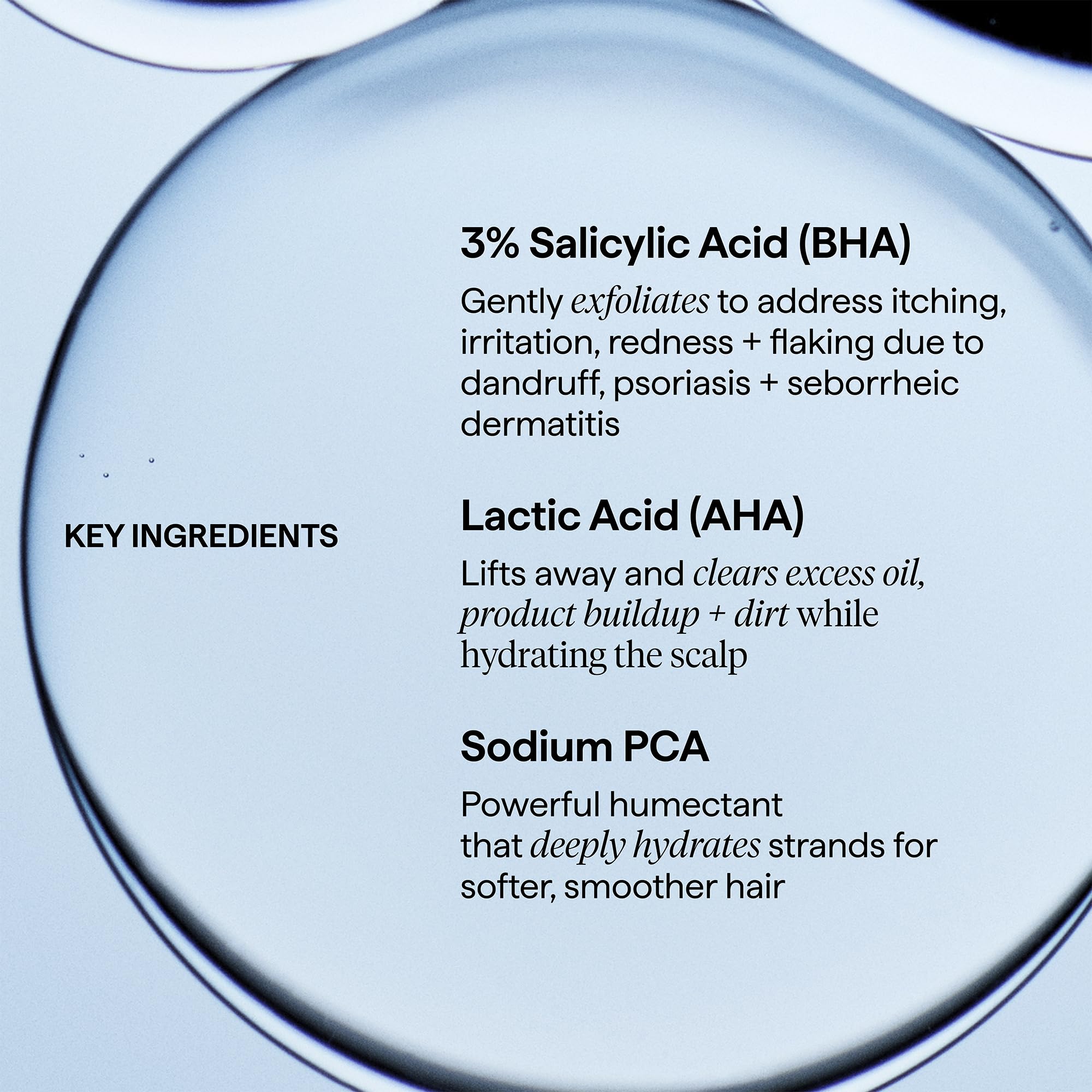 Briogeo Scalp Revival image emphasizes lactic acid balancing oil and hydrating scalp.