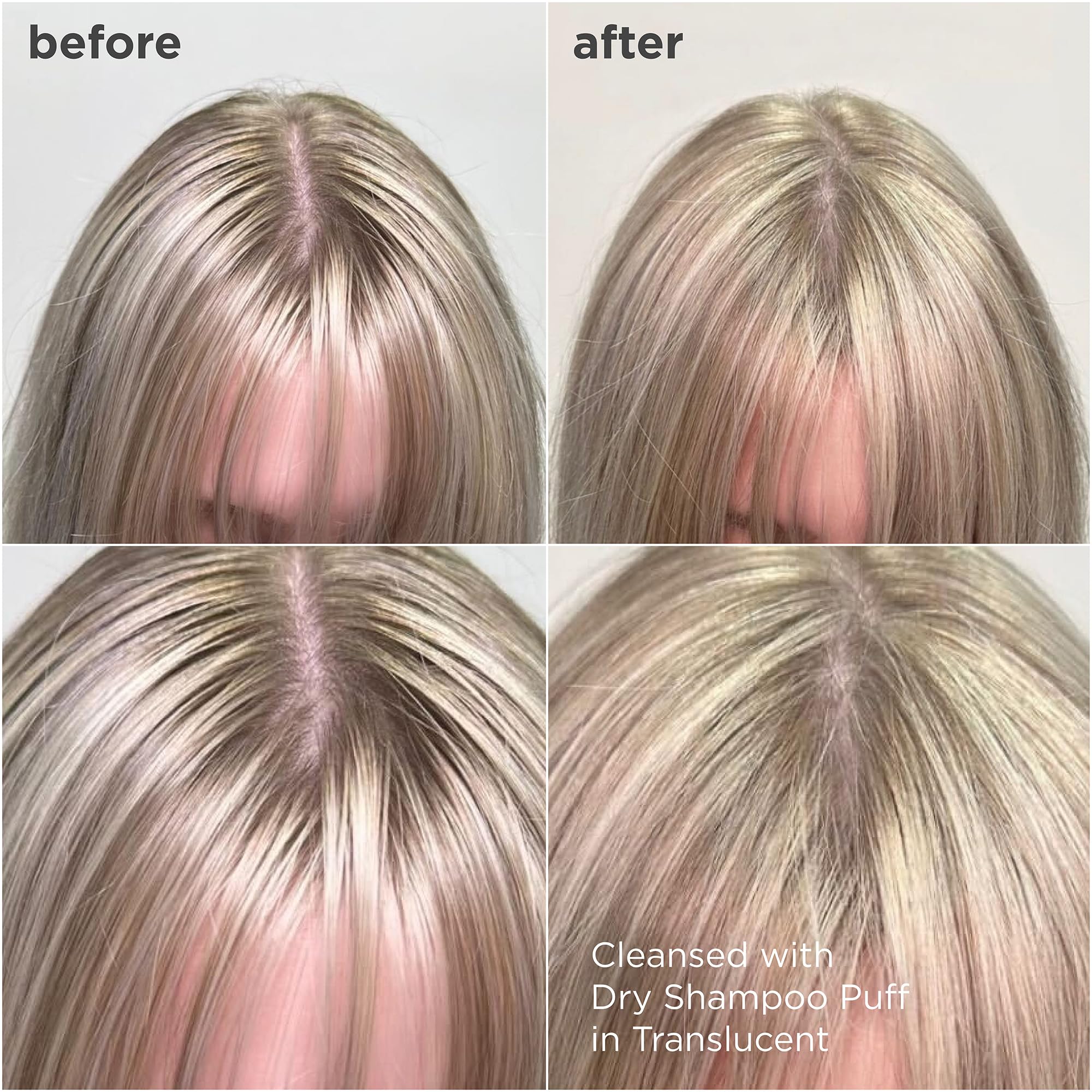 Oily roots refreshed instantly with Briogeo puff powder.