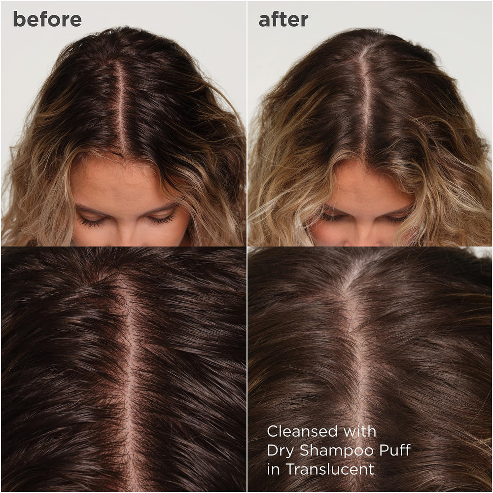 Translucent finish on all hair colors from Briogeo puff.