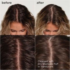 Translucent finish on all hair colors from Briogeo puff.