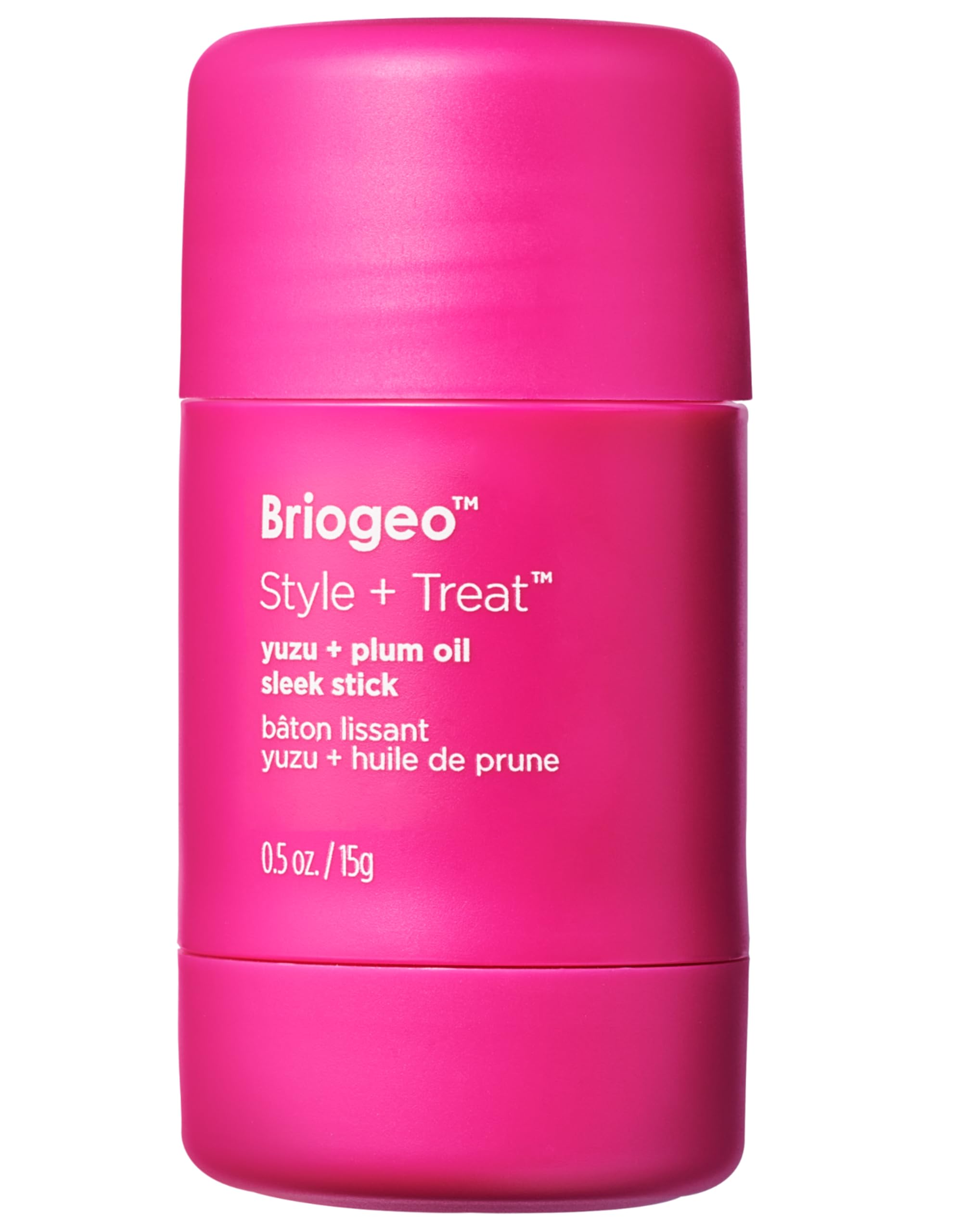 Briogeo Style + Treat Sleek Stick front view shows compact travel-friendly design for on-the-go use