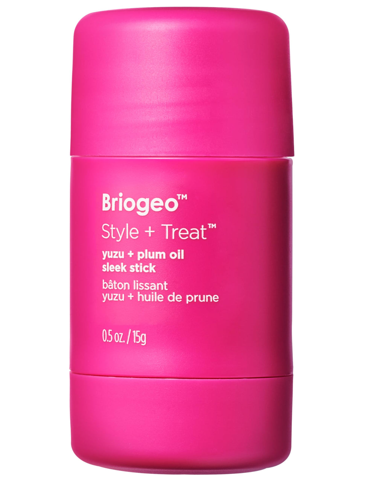 Briogeo Style + Treat Sleek Stick front view shows compact travel-friendly design for on-the-go use
