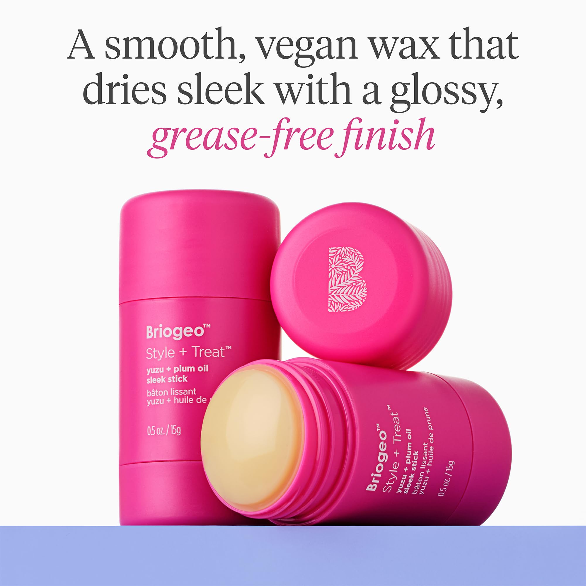 Demonstrating hold in humidity with Briogeo Style + Treat Sleek Stick