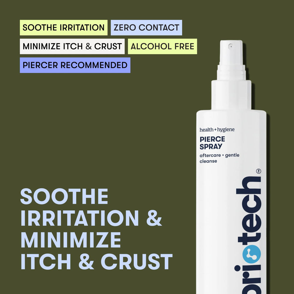 BRIOTECH Pierce Spray: hipocloroso sin alcohol para piel sensible.