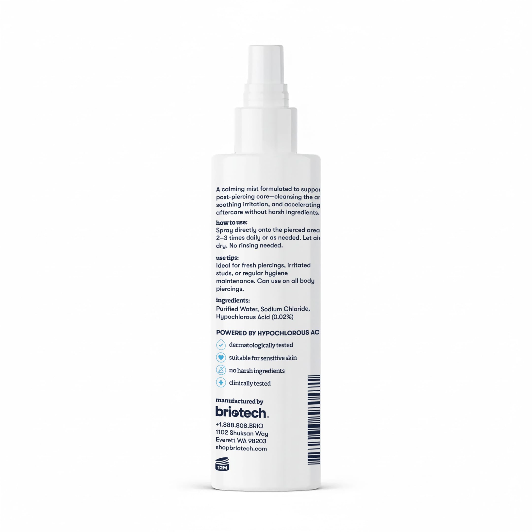 BRIOTECH Pierce Spray: limpieza suave para adornos corporales.