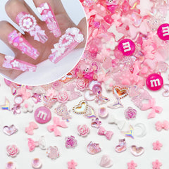 Briskbloom adornos 3D corazones rosas para uñas, ideal para decorar con brillo.