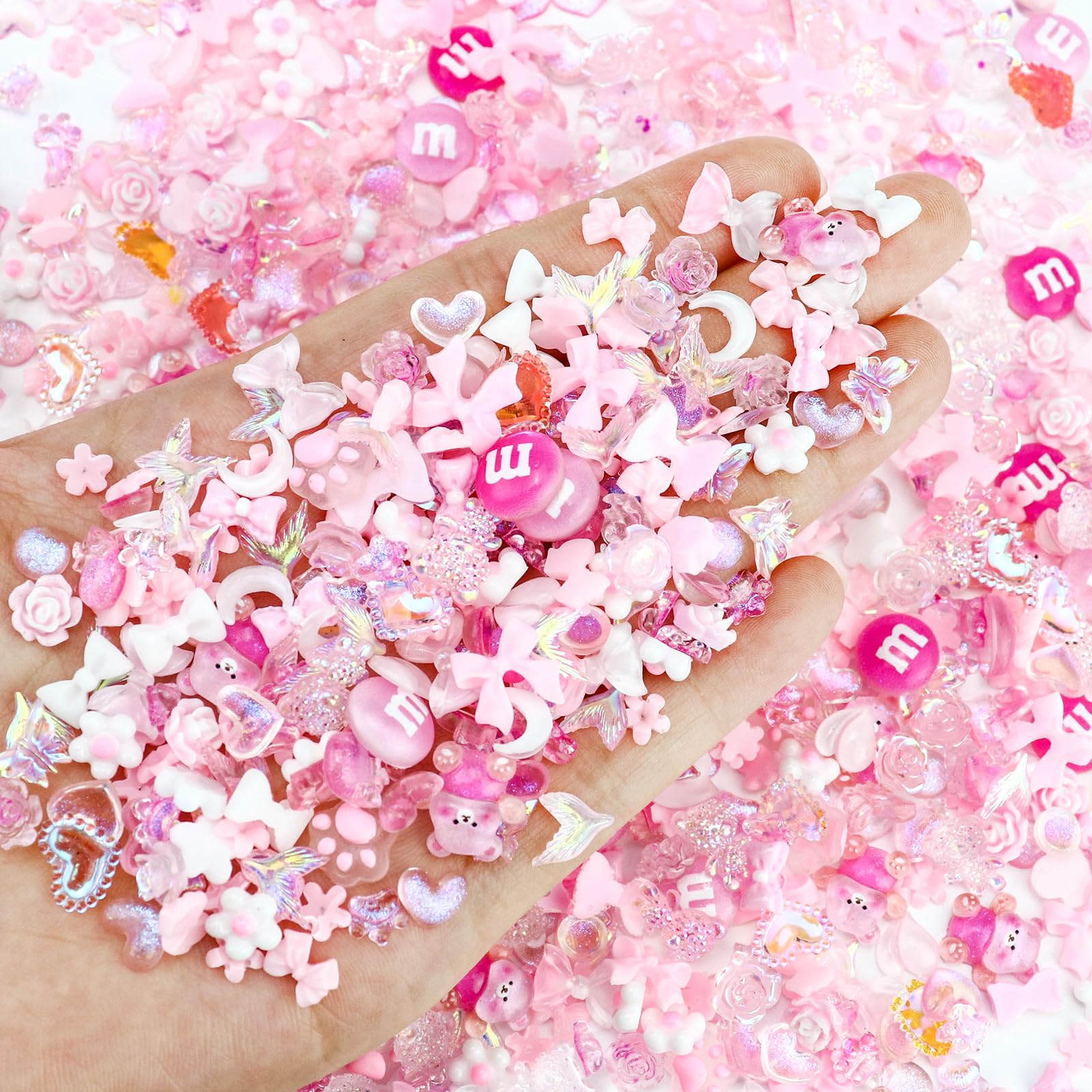 Briskbloom adorno 3D lazo rosa para uñas, facilita fijación en uñas naturales o artificiales.