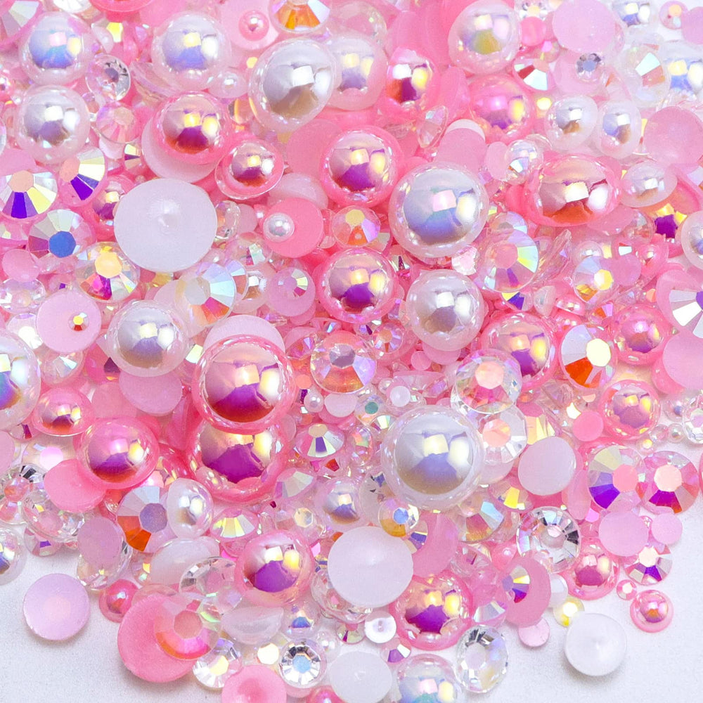 Briskbloom flatback pearls and rhinestones mix for nails and crafts.
