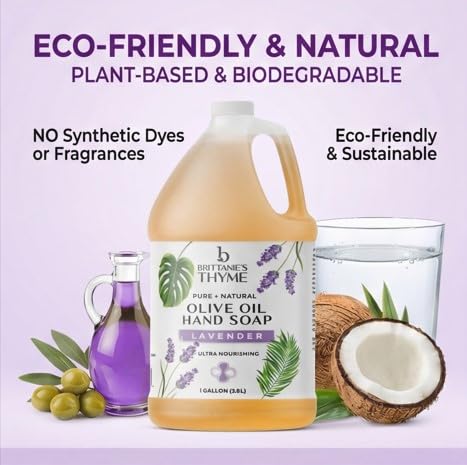 Label detail of Brittanie's Thyme castile soap showing natural ingredients