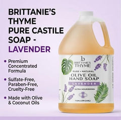 Brittanie's Thyme lavender castile gallon refill for bulk, convenient use