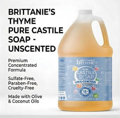Brittanie's Thyme unscented castile soap for safe face and body care.