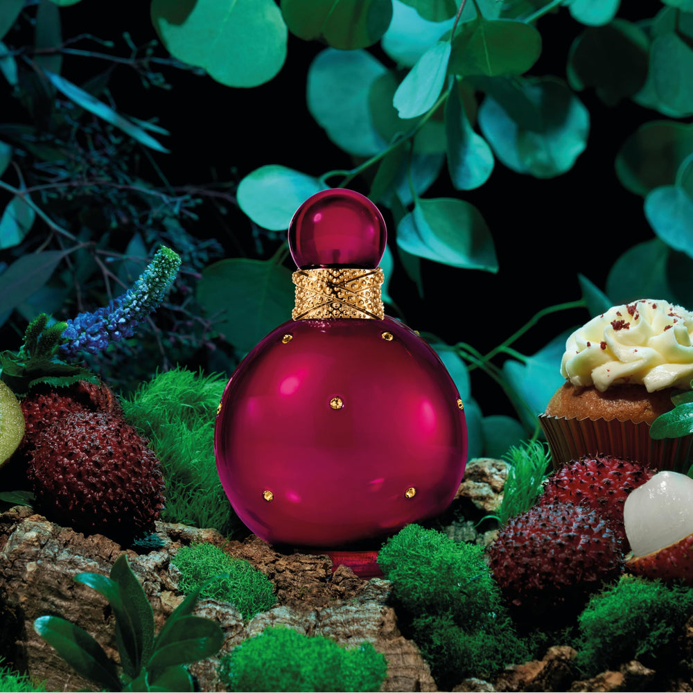 Britney Spears Fantasy Intense elegant bottle on vanity top