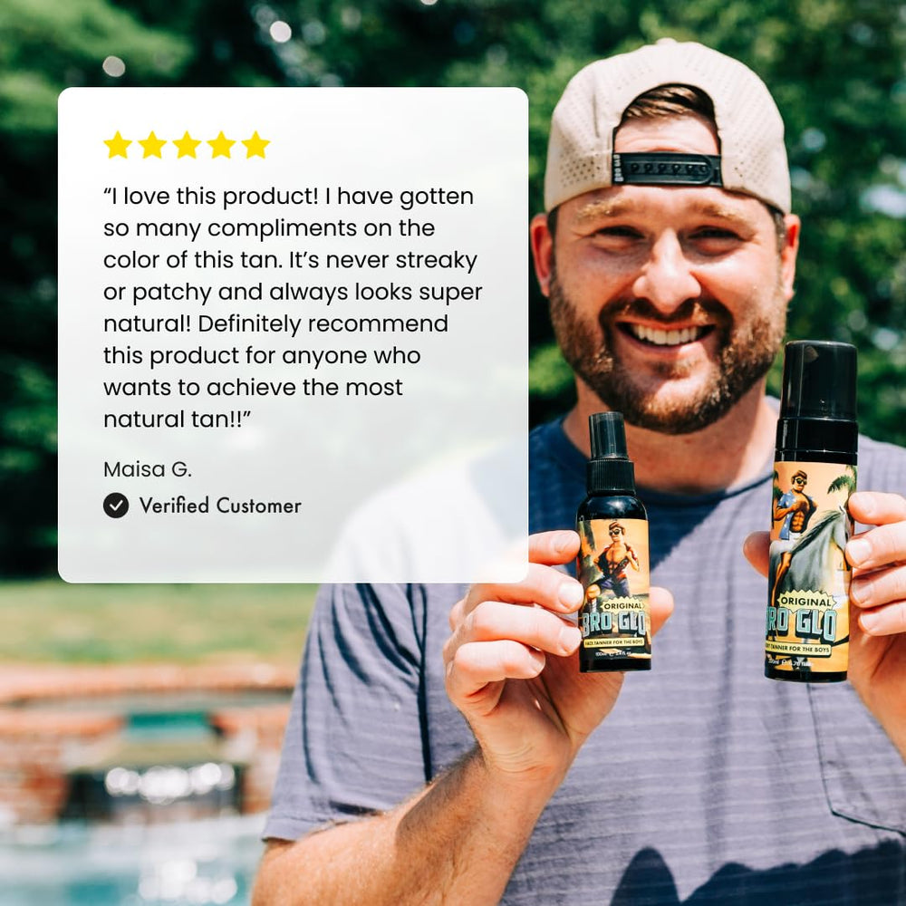 Bro Glo self-tanner beach-ready bronze for pool days.