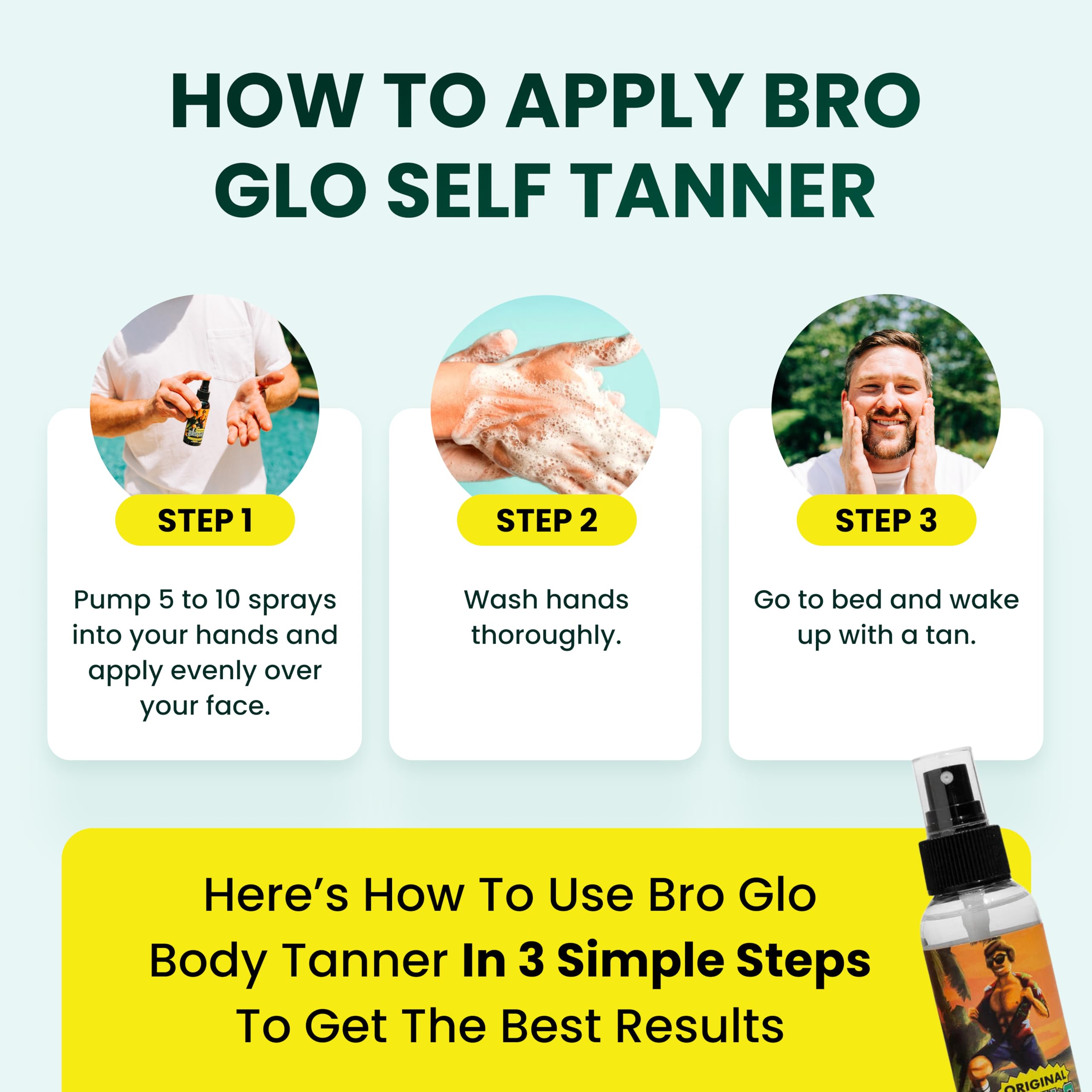 Bro Glo fast-drying foam delivers a believable, non-greasy tan.