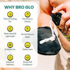 Bro Glo self-tanner foam texture close-up shows smooth, non-greasy finish.