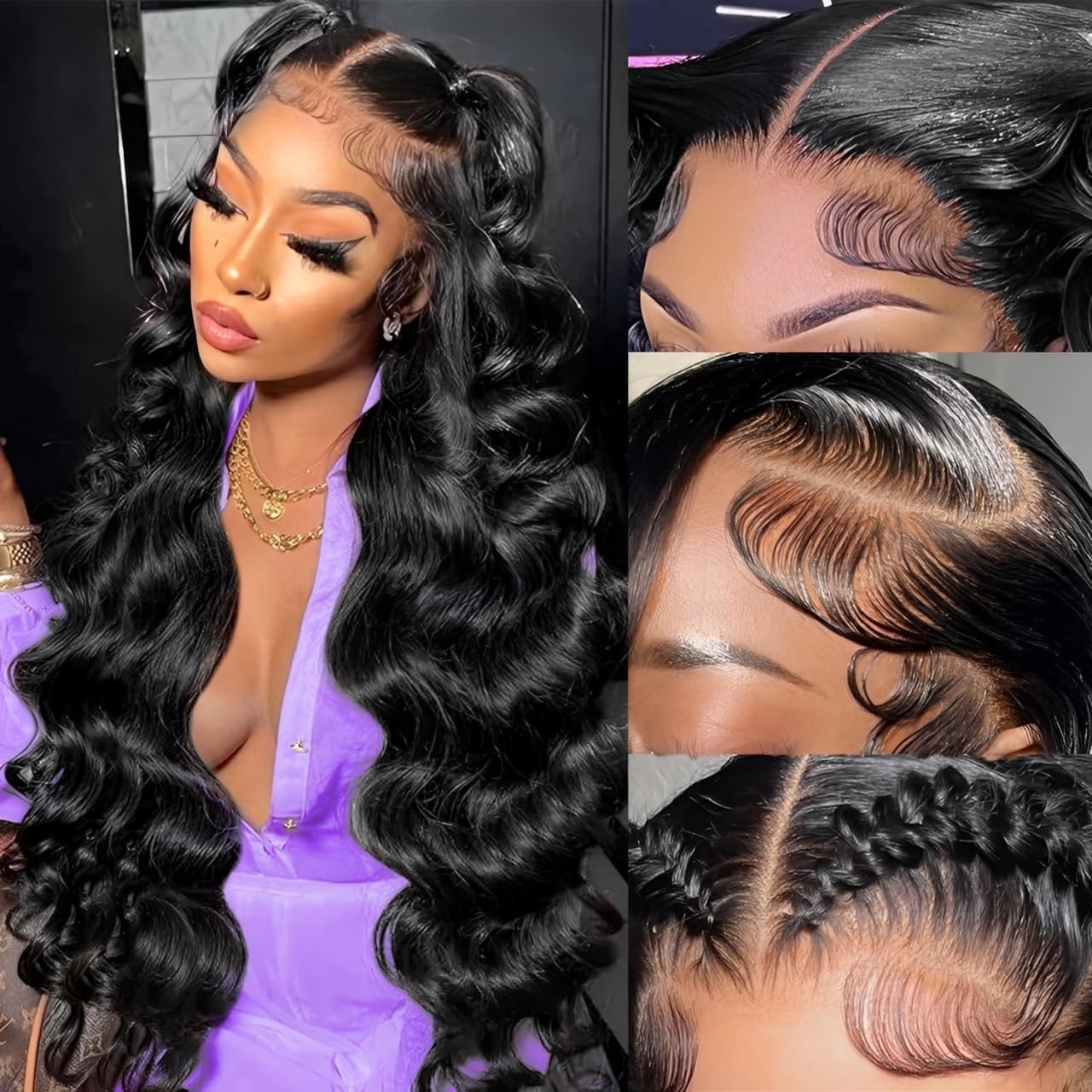 Brofoe 32-inch lace front wig with body wave for natural movement.