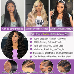 Brofoe HD lace front wig with pre-plucked hairline for seamless parting.